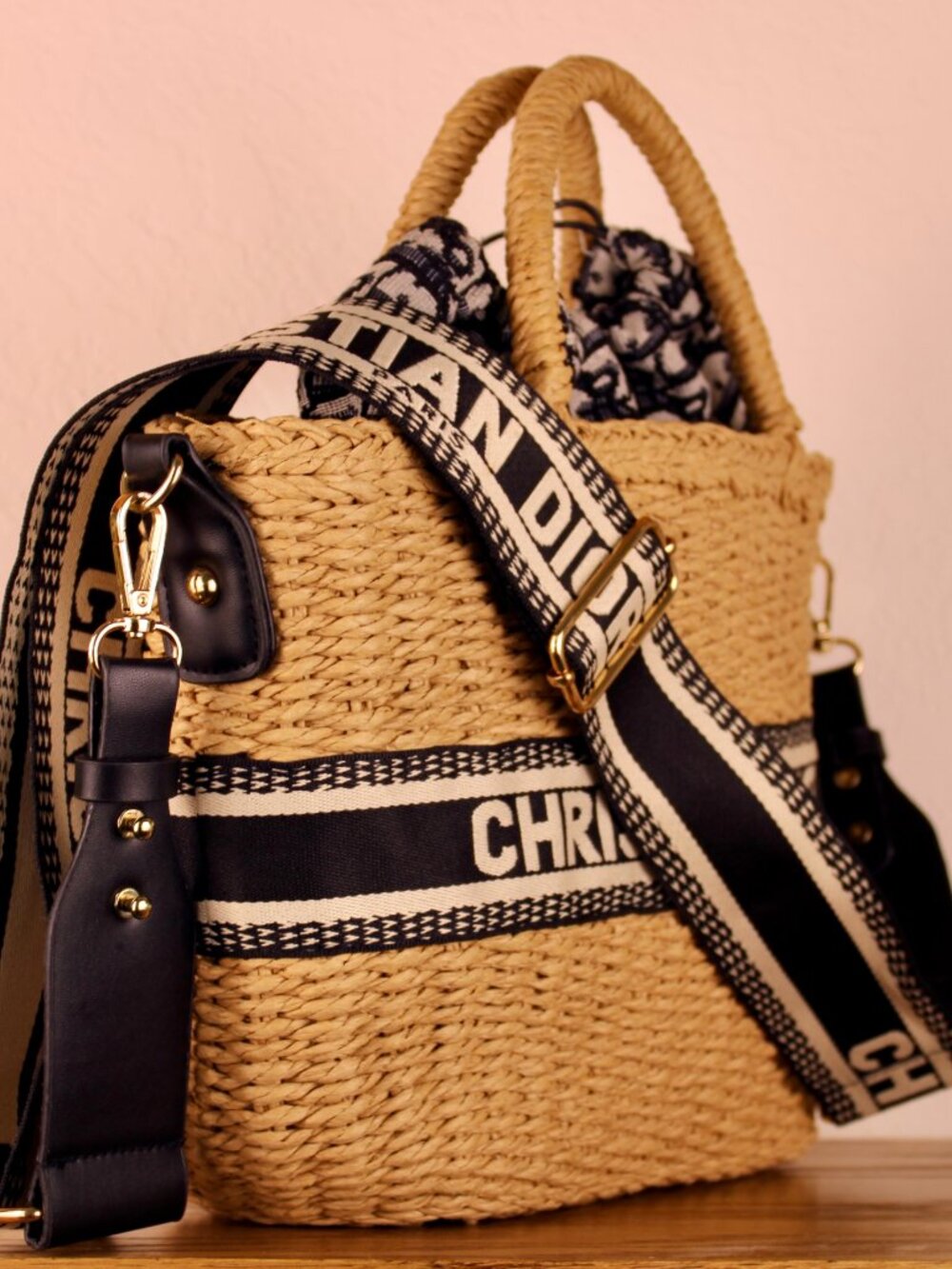 Christian Dior Woven Straw Tote & Crossbody Bag - Picture 2 of 9